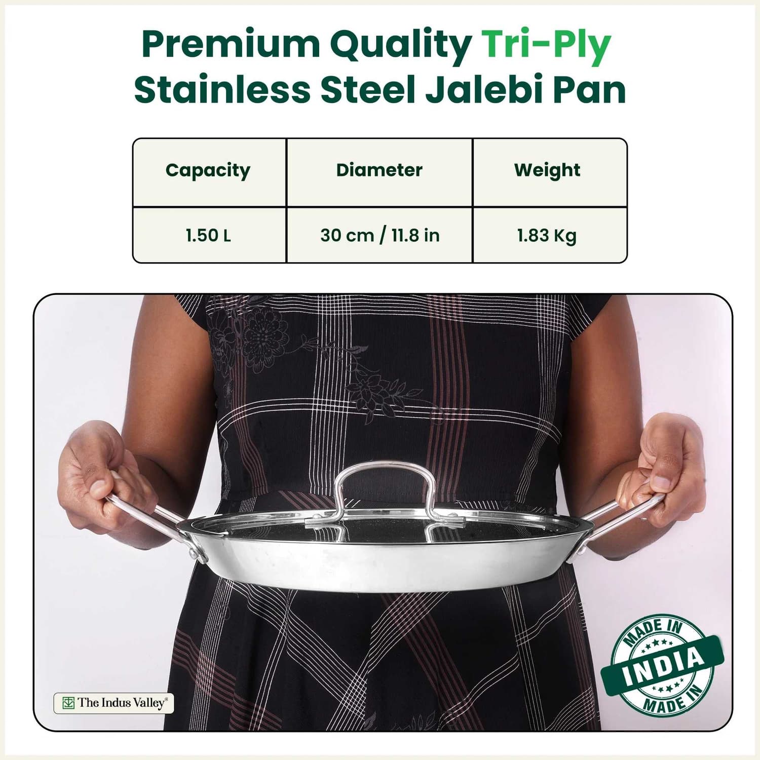 TurboCuk Tri-ply Stainless Steel Jalebi Pan (30cm, 1.5L) - Image 3